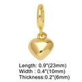 Close-up of gold heart charm with 23mm length and 10mm width dimensions on white background - Gold-Heart Dangle