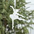 Sparkling white ballerina Christmas ornament with fine glitter and silk ribbon - White Ballet Dancer