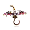 Vintage gold and purple dragon brooch with wings and sparkling crystal accents - Purple Western Dragon