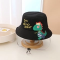 Cappello da sole nero per bambini con dinosauro cartone animato e ricamo I'm dino saur - Circonferenza 54CM per 2-8 Anni / Nero