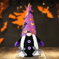 Halloween paarse kabouter met vleermuispatronen en witte vlechten voor huisdecoratie - Halloween GM Rudolph paarse hoed vrouwelijke stijl