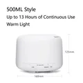 Minimalist white 500ml ultrasonic humidifier with warm light and timer function - 500ML Warm Light (Standard) / US Plug