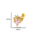 Gold bow earrings with square pink zircon stone and dimensions 0.97cm by 0.85cm - 7# Gold (Bowknot Square Style)