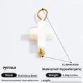 White stainless steel cross charm in 18k gold plating with weight and size details - PJ91360-Stainless Steel Cross Charm