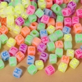 Colorful square acrylic alphabet beads for children's DIY jewelry making and education - 6x6mm Luminous Colorful Letters (100pcs)