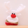 Plush Christmas reindeer brooch with white fur, red nose, and striped scarf - Glowing Reindeer Style