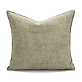 Nordic pleated square decorative pillow in woven green and beige fabric with piping - 45*45cm [Cover Only] / Summer Fragments Butterfly Green