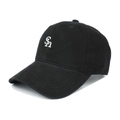 Casquette de baseball classique en coton noir avec broderie SN blanche sur le devant - Réglable / Noir