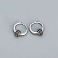 Sterling silver hoop earrings with sliding black pavé cylinders and a polished finish - 925 Silver / White Gold (Black Stone)