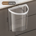 Wall-mounted large transparent kitchen trash bin with white trim, 29cm size detail - Large / Clear