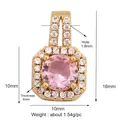 Ciondolo placcato oro con zircone rosa centrale e pavé di cristalli bianchi - Rosa/Rettangolo