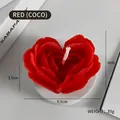 Red heart rose shaped scented candle 6.5x5x3.5cm 39g with layered petals design - Medium/Red (COCO)