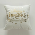 White velvet Christmas pillowcase with gold foil Merry Christmas text and deer design - White Merry Christmas