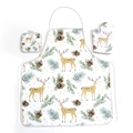 Christmas reindeer pattern kitchen set with apron, oven mitt, and pot holder - Christmas Donkey (Reindeer/Pinecone Pattern)