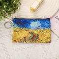 Petit porte-monnaie en toile avec imprimé Van Gogh et anneau porte-clés en métal - Champ de Blé aux Corbeaux