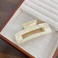 Pinza per capelli minimalista in acetato effetto marmo crema con design vuoto - Bianco Sporco 10.5CM