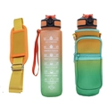 Gradient orange-green SBR neoprene water bottle sleeve with strap and time markers - Orange Green