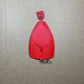 Red leather key sleeve cover with embossed deer pattern and metallic keyring - Red Embossed