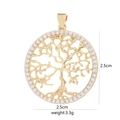 Gold life tree pendant with zircons, size 2.5cm by 2.5cm and weight 3.3g - [D9521JB] Gold Round Hollow White Life Tree (2.5cm)