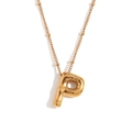 3D balloon letter P necklace pendant in 18K gold plated stainless steel for women - Gold - Letter P