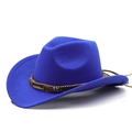 Royal blue wool western cowboy hat featuring a braided band and metal feather charm - Sapphire Blue