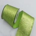 Sparkling green glitter ribbon roll for Christmas DIY gift wrapping and holiday decor - 6.3cm / Vanilla Green