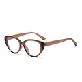 Retro cat-eye blue light blocking glasses frame in transparent tea brown finish - Transparent Tea