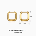 Orecchini a cerchio quadrati in acciaio inossidabile placcato oro da 1,4 cm - Oro
