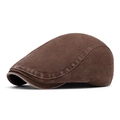 Braune Schiebermütze aus gewaschener Baumwolle im Vintage-Stil mit Used-Look am Schirm - Kaffee Distressed