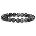 Natural labradorite stone bead bracelet with dark grey iridescent finish for men and women - Labradorite