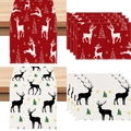 Christmas table runner and placemat set with red elk and snowflake patterns for home decor - CD41-1 (Red Polka Dot Reindeer)