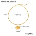 Gouden zon hanger ketting van titanium staal met verstelbare slangenketting - Ketting Zonder Oorbellen / Goud