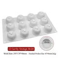 White 12-cavity silicone mold for citrus-shaped fruit mousse desserts and baking - 12-Cavity Orange / White