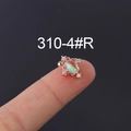 Rose gold moonstone ear stud with oval opal and white cubic zirconia on a fingertip - Oval Gemstone Style (HSPJ310-4#R)