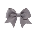 Cute grey grosgrain ribbon bow hair clip for girls with a minimalist symmetrical design - Grey (017)