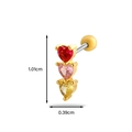 Golden heart-shaped stud earring with red, pink and yellow crystals and screw back - 8# Gold (Triple Color Hearts)