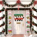 Christmas door banner set with red and green Santa Claus patterns for festive porch decor - Four Dancing Santas Door Hanging & Banners Set