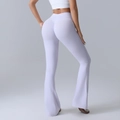 High waist flare leggings in light purple with scrunch butt lifting for yoga workouts - White