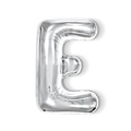 Silver foil alphabet balloon in the shape of letter E for birthday and party decor - 16-inch Silver Slim Letter Aluminum Foil Balloon (e)