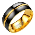 Brushed black and gold two-tone tungsten carbide ring with interior engraving - US 7 / 8mm Black and Gold Two-tone