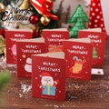 Red Christmas card set featuring Santa and snowman patterns on vintage kraft paper - Red Christmas Series Card / With Envelope + Seal Sticker