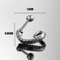 Punk Oktopus-Tentakel Ohrmanschette aus Vintage-Silber-Edelstahl mit realistischer Textur - Vintage Oktopus Tentakel Stil (S341)