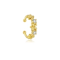 Elegante polsino per orecchio in oro con tre fiori e pietre di zirconi cubici - Stile Piccolo Fiore (ME0164) / Placcato Oro 18K Singolo