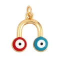 Gold-plated U-shaped Evil Eye charm with red and blue zircon stones for DIY jewelry - Gold Red Blue Ball M916896-5