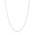 Detailed view of silver minimalist 304 stainless steel fine link chain necklace with reflection - O Chain / Steel