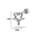 Clou d'oreille cartilage cœur ailé et clé argenté mesurant 0,7 cm par 0,75 cm - Style Ailes de Cœur Argenté (4# Argent)