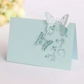 Laser-cut light blue butterfly place cards for wedding tables with intricate wing details - Light Blue