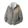 Giacca imbottita grigia con colletto in pile sherpa bianco e design trapuntato unisex - S / Verde Prato