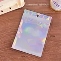 Holographic 10.5x15cm resealable ziplock bag with rainbow laser finish for storage - Laser Silver