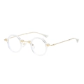 Retro zonnebril met klein transparant montuur en gouden metalen pootjes - Transparant Wit Gouden Poten Anti-blauw Licht